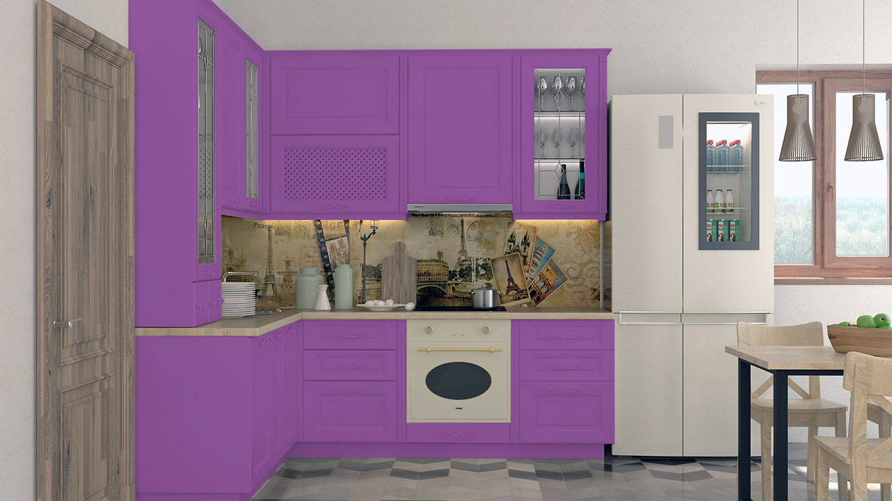  Мебель для кухни в лиловом цвете Парма 6 Г образная 