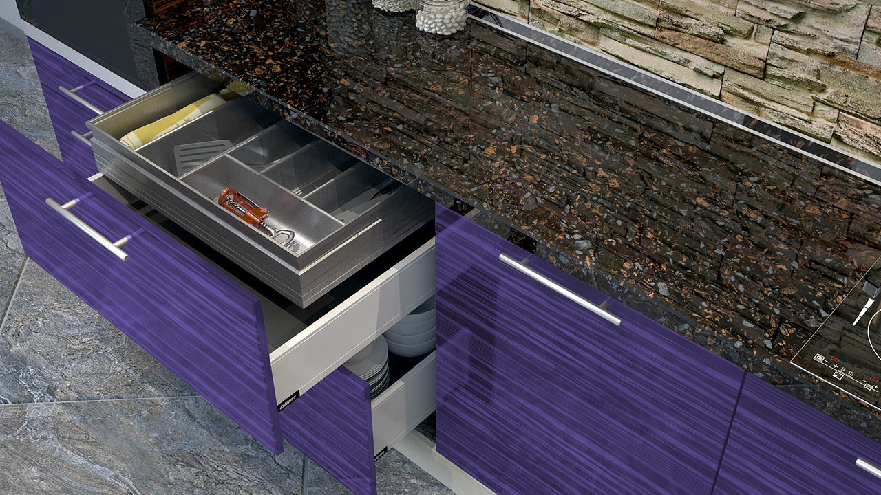  Фиолетовая кухня со скрытым ящиком - Кремона 3 