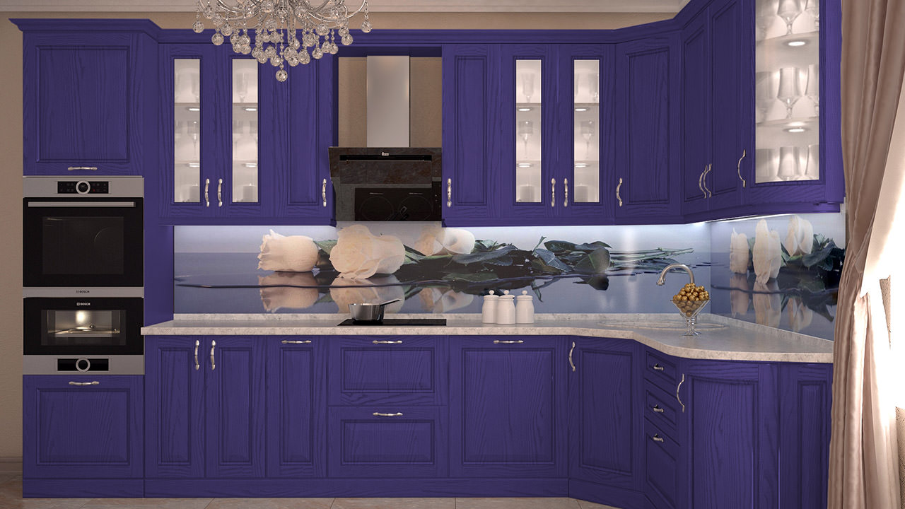  Фиолетовая мебель для кухни Кремона 6 Высокая 