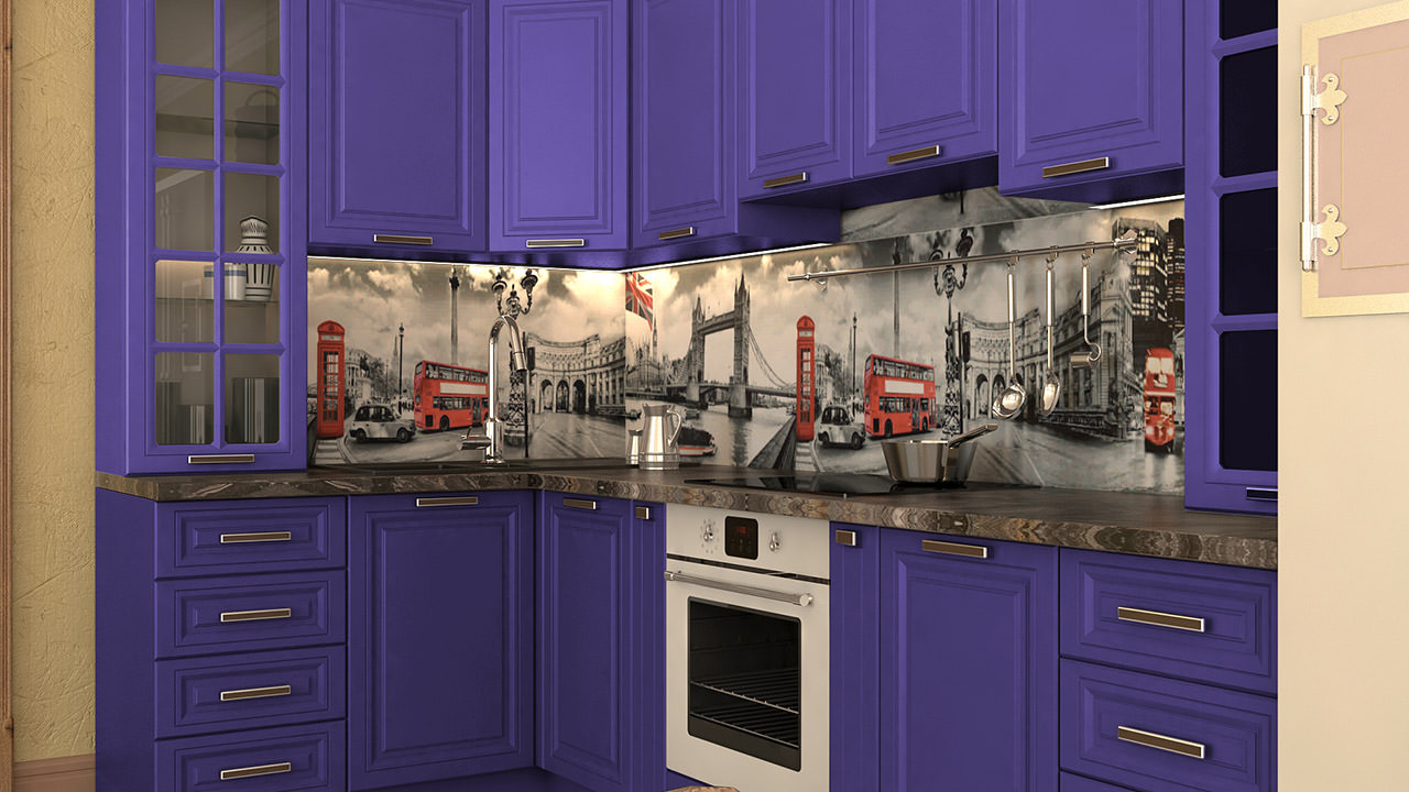  Фиолетовая мебель для кухни Сканди 64 Угловая 