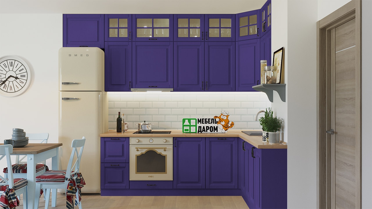 Фиолетовая мебель для кухни Сканди 161 Г образная 