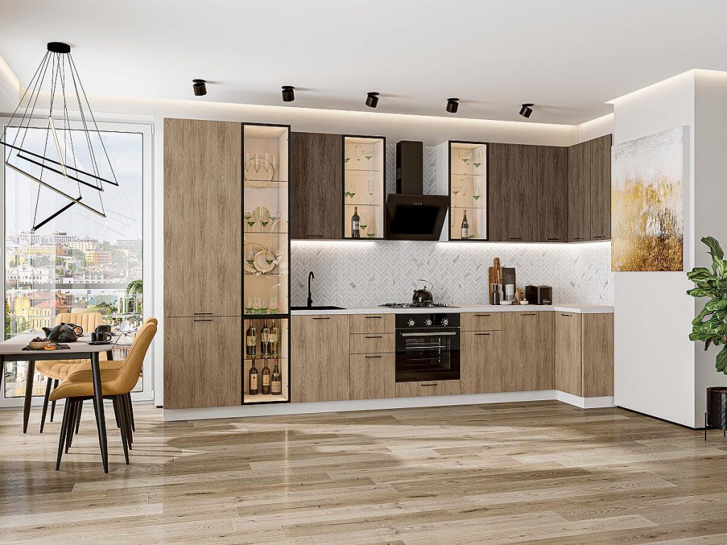 Кухня Флэт-05 Brown Casella Oak 2S/Natural Casella Oak 2S