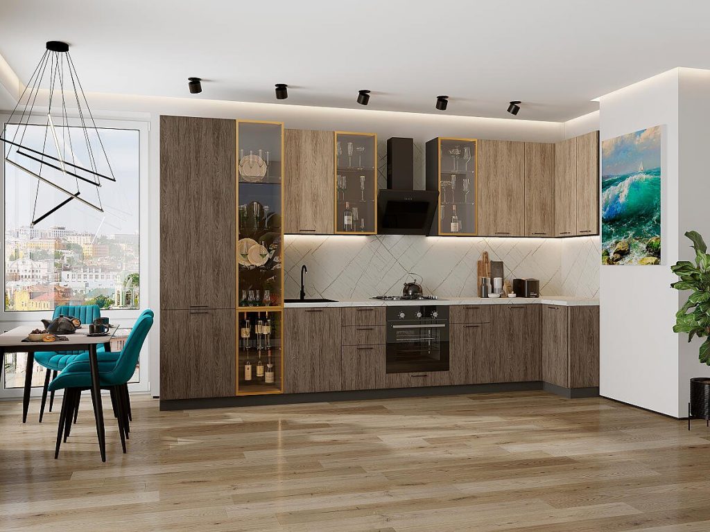 Кухня Флэт-05 Natural Casella Oak 2S/Brown Casella Oak 2S